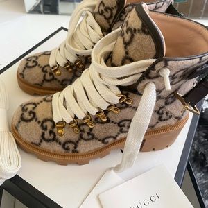 Wool covered Gucci boots.